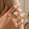 New Design Simple Retro Imitation Pearl Rings for Women Micro Paved Zircon Brass Finger Ring Wedding Party Light Luxury Jewelry