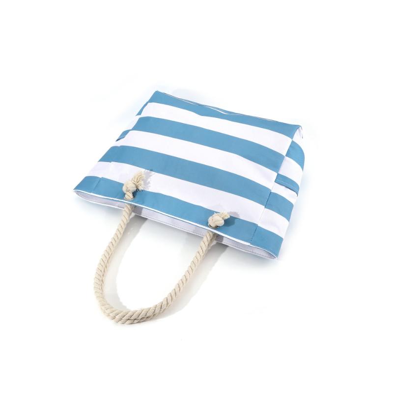 Women Canvas Beach Tote Bag Large Capacity Summer Shoulder Bag Zipper Closure Travel Shopping Handbag