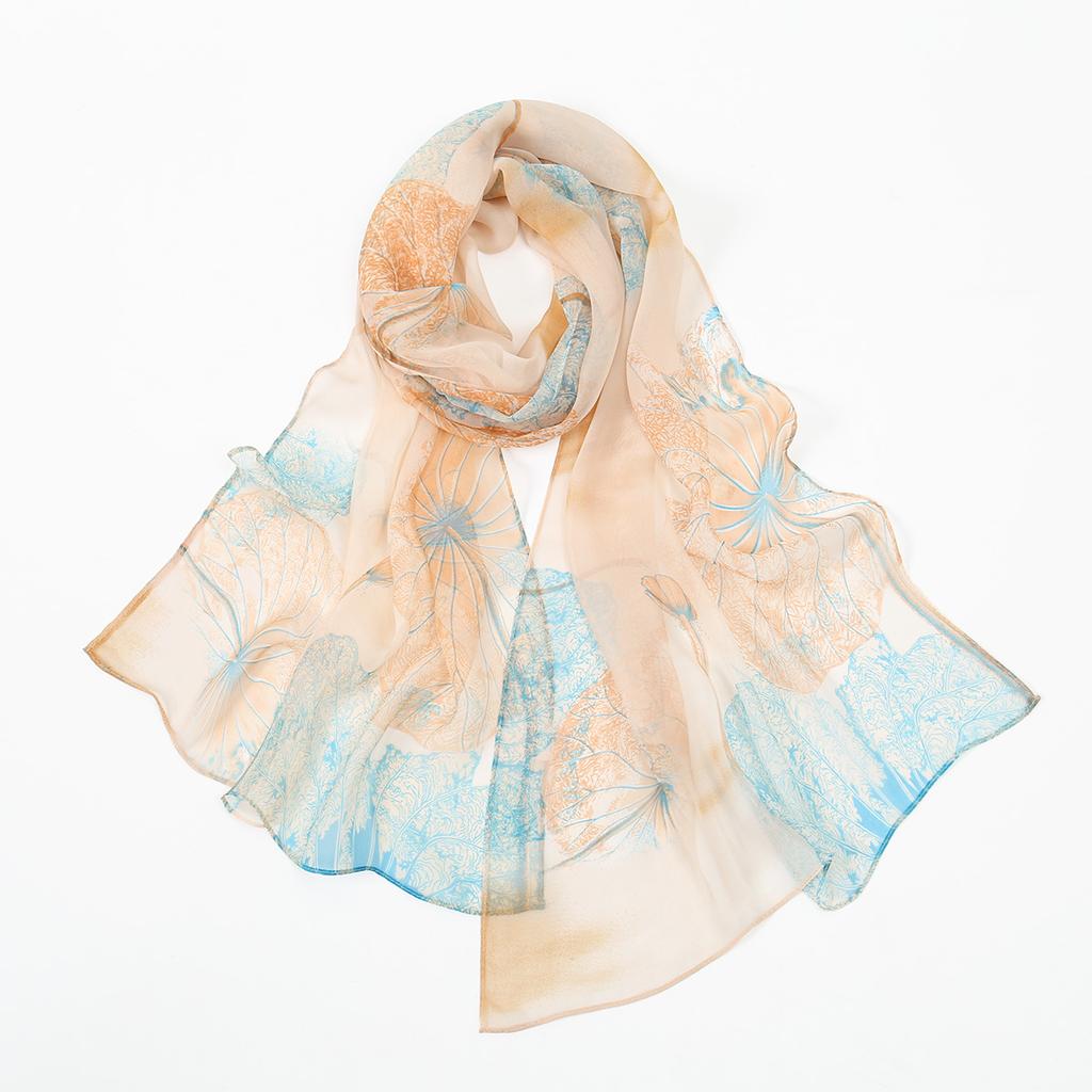 New Beauty Floral Printed Georgette Hijab For Women Thin Soft Scarf Shawl Wrap Middle East Summer Beach Sunscreen Thin Headscarf