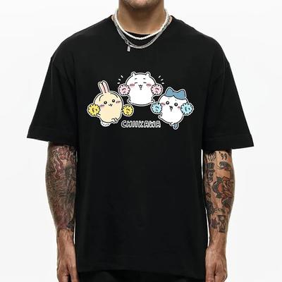 Uroczy T-shirt Chiikawa Unisex/Damski Harajuku Śmieszne Graficzne Koszulki Unisex Japońskie Anime Estetyczne Oversize Piaskowe Bawełniane Koszulki Korea