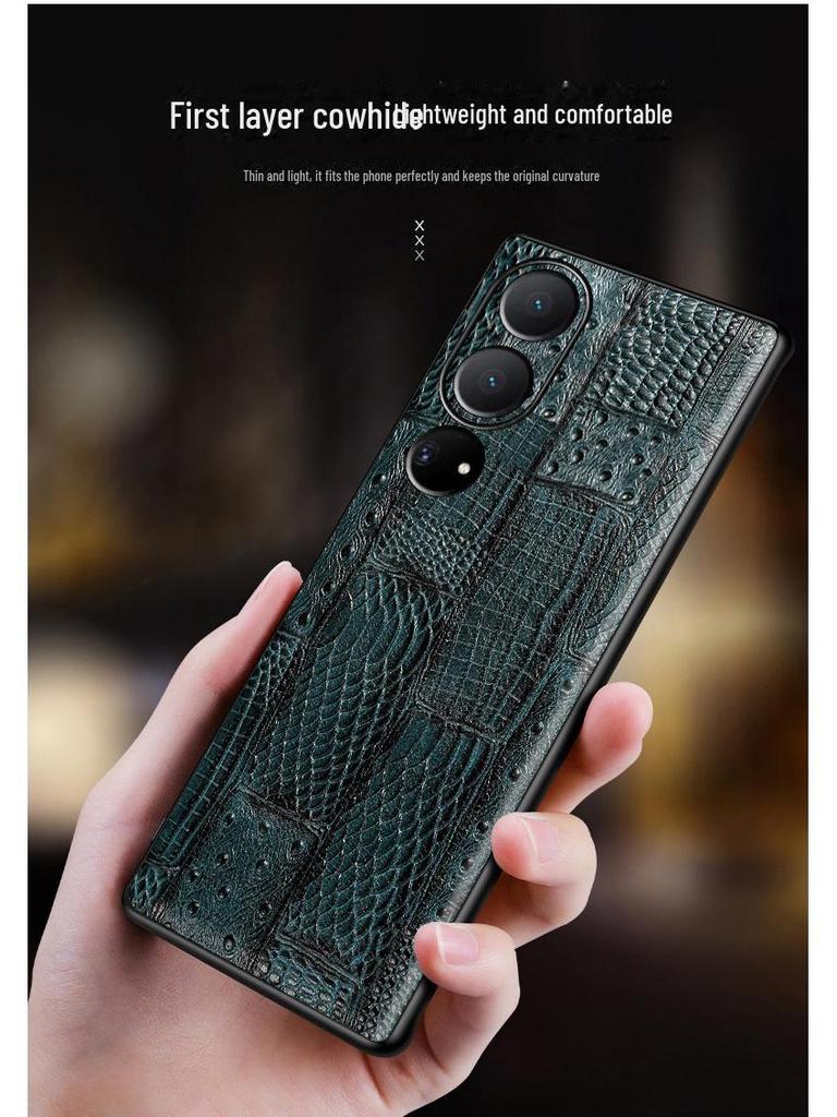 Genuine Leather Full Cover Case for Honor Play 40 - Cowhide Grain Protective Cover