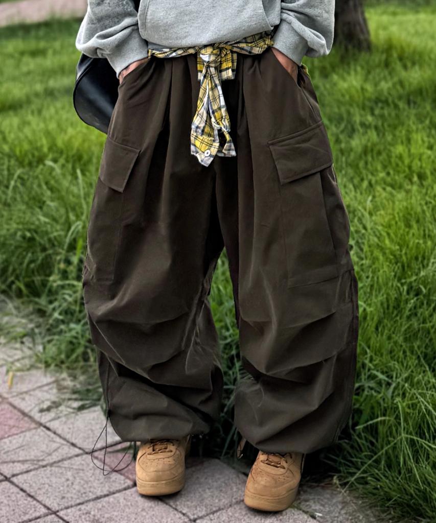 Deomail Cn Cargo Balloon Pants [Khaki Brown]