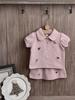 2026 Summer Girls Baby Pink Embroidered Puppy Polo Shirt & Skirt Set