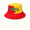 Men's Bucket Hat Lightweight Breathable Fabric Adjustable Fit Outdoor Sun Protection Hat with Embroidered Text and Flag Design