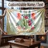 Floral Garden Theme Throw Blanket Custom Name Text Personalized Blanket Soft Cozy Blanket for Home Sofa Bed