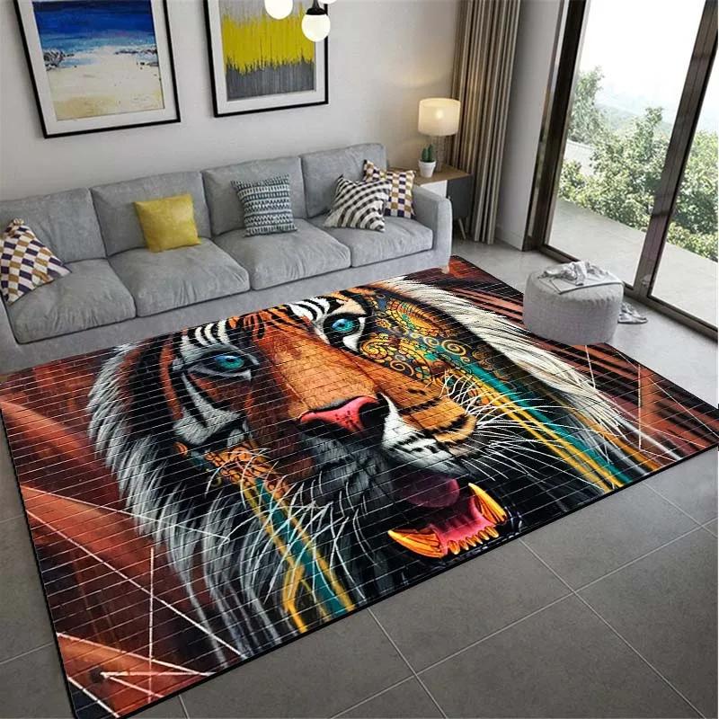 Home Decoration Tiger Wild Animals Pattern European Style Floor Mat Hallway Rug Bedroom Living Room Kitchen Hallway Rug