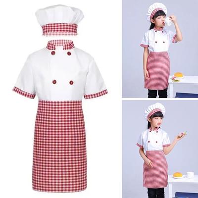 Role-Play Children Chef Uniform Carnival Party Kitchen Hat Fashion Cosplay Costume  Kids Boys Girls