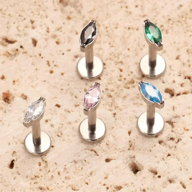 ASTM F136 Titan Labret Lippenpiercing 16G 18G Nasenring Tragus Marquise CZ Helix Knorpel Conch Ohrring Piercing Schmuck
