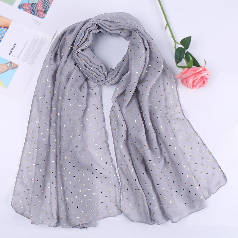 Women Plain Lurex Glitter Loop Dot Viscose Scarf Ladies Shimmer Shawls and Wraps Pashmina Stole Muslim Hijab Sjaal 180*70Cm