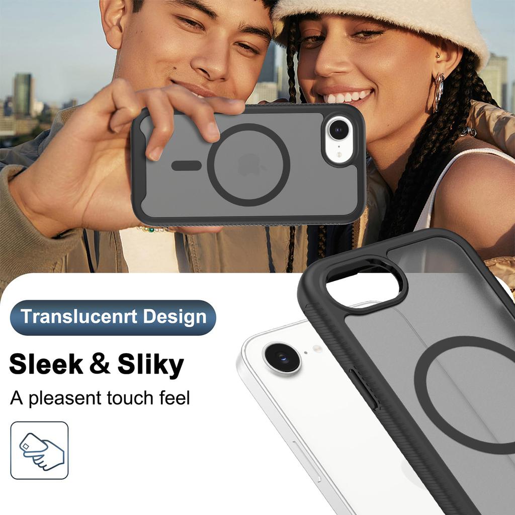 PET Screen Protector Skin Feel Matte Magnetic Phone Case For iPhone 16e 17e TPU Frame Translucent Frosted Acrylic Cover Fundas