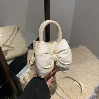 Cute Bow Women's Handbag 2025 Spring Shoulder Crossbody Fashion Versatile Korean Version Small Square Bag High Sense