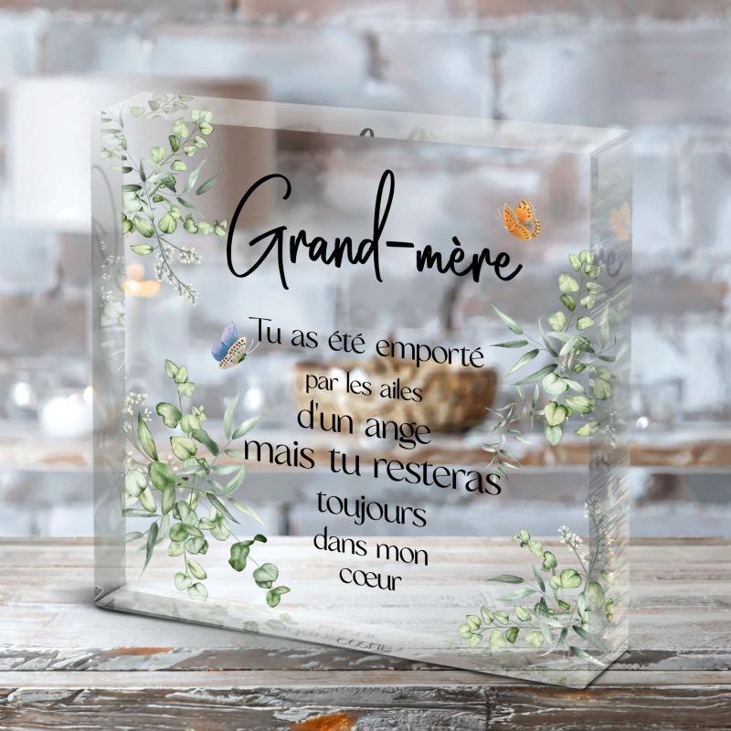 

2D Flat Cherished Grandma Memorial Acrylic Desk Decor Plaque, Angel Wings Tribute, Suitable for Wall Decoration, Porch, Room, Villa, Accents Home, Hal 10*10CM