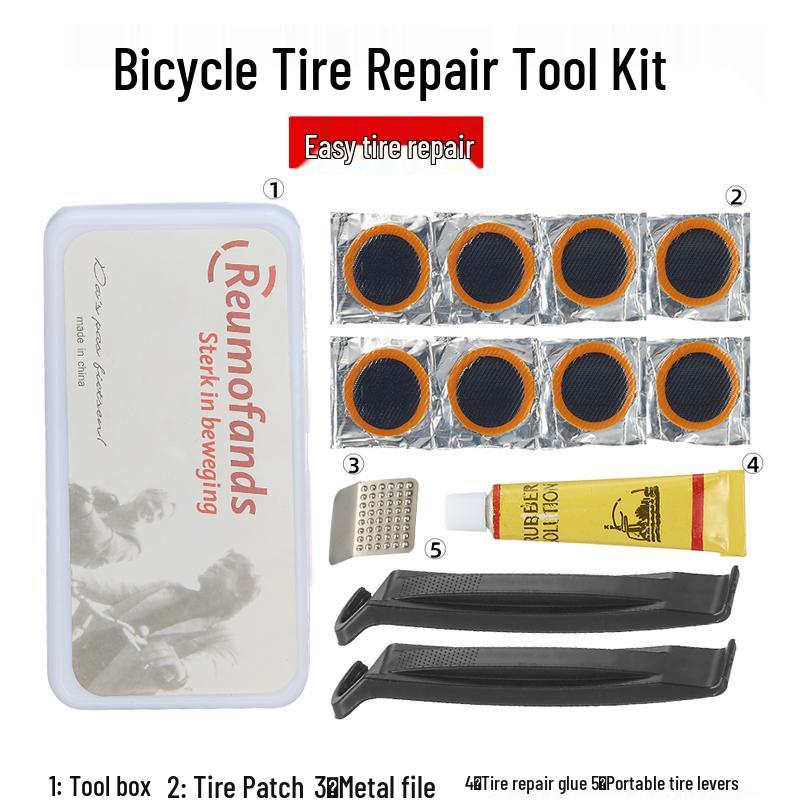 Mountain & Road Bike Glue-Free Tire Repair Set with Patch & Lever Tools