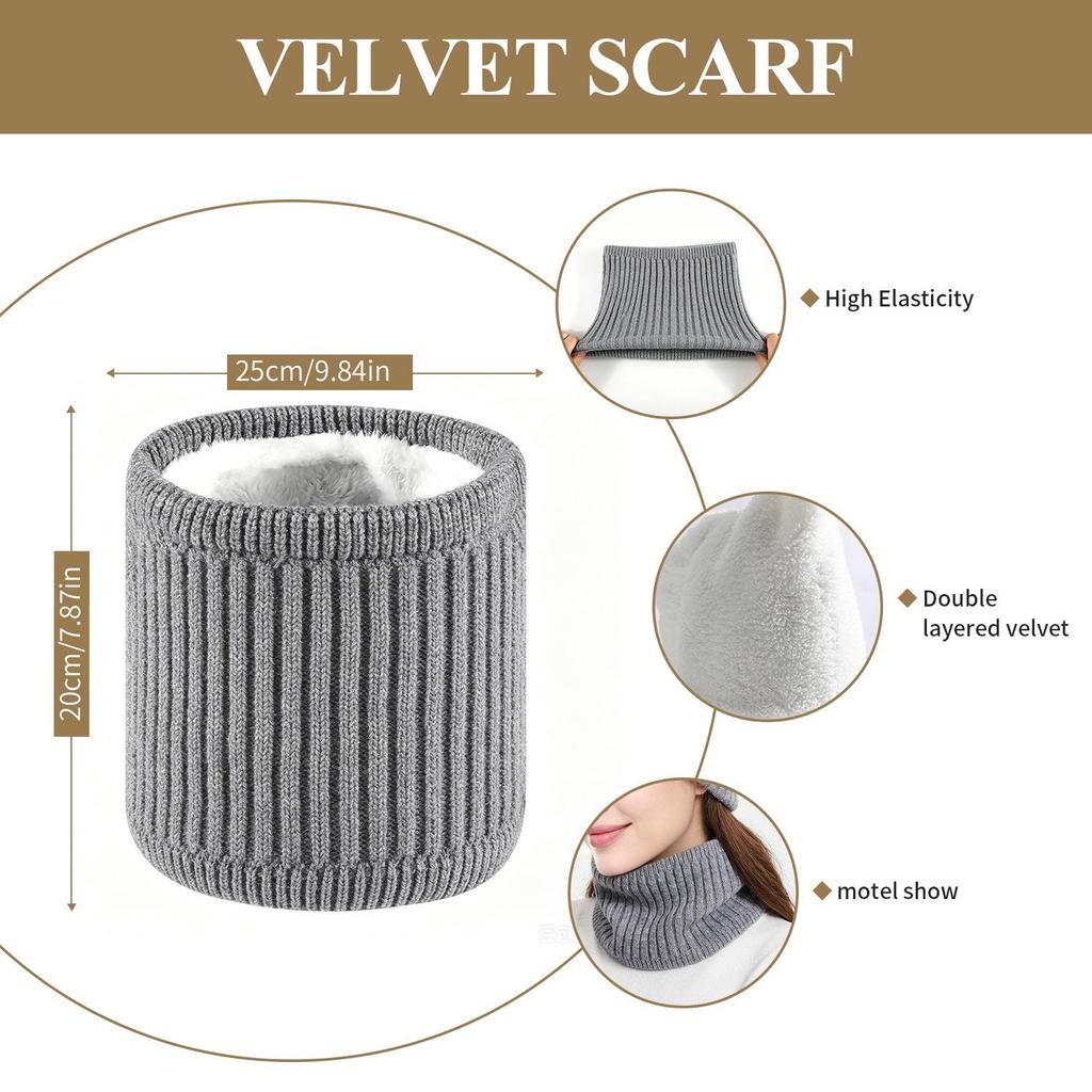 Winter Windproof Knit Hat, Scarf, & Gloves Set for Adults – Customizable
