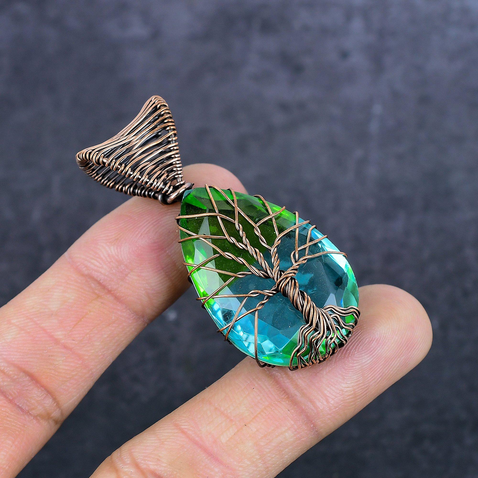 

Bi-Color Tourmaline Handmade Copper Wire Wrap Jewelry Pendant 2.17 R4z29
