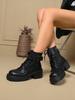 Fashion Women's  Boots Thi Heel Lace-Up Ort Boot Spring 2025 Briti Sle Side Zipper Thi Bot Heightening Boots