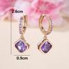 Zhe Huang earrings champagne gold purple diamond square stud earrings temperament versatile jewelry
