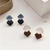Korean Simple Contrast Color Stud Earrings: Versatile, Elegant Square Design for Women