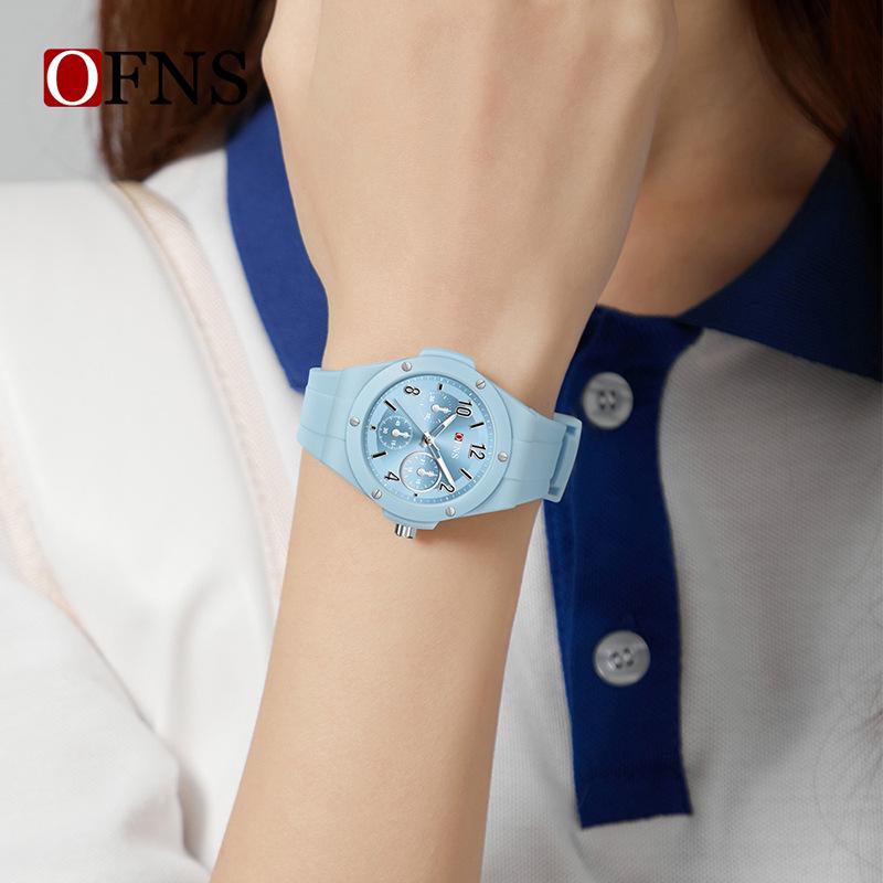 OFNS Waterproof Quartz Watch: Simple, Luminous, Silent, Three-Eye, Six-Hand Wristwatch for Men & Women.