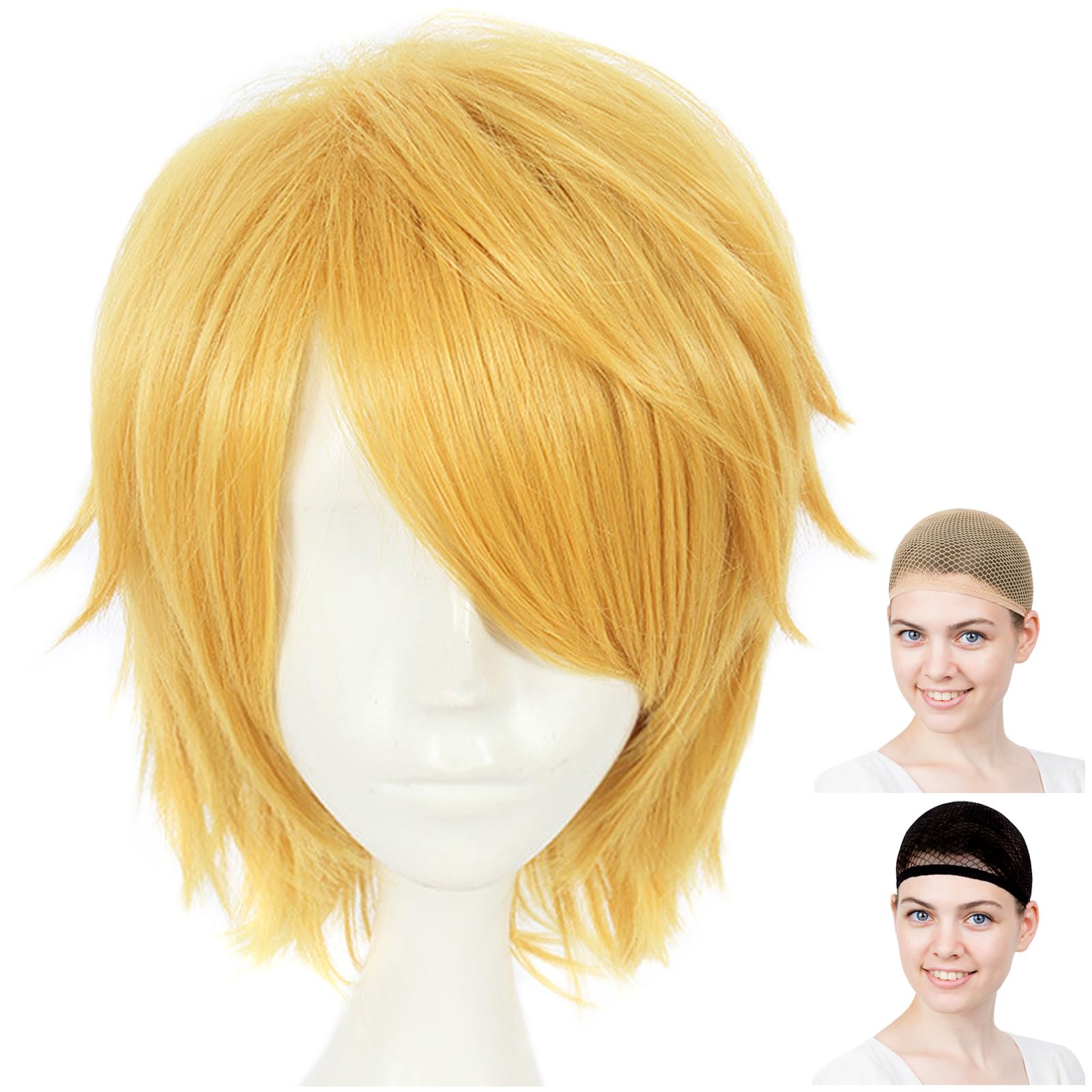 

CaseEden Cosplay Wig Premium Cool Short Hair Yellow Gold Blonde 6063