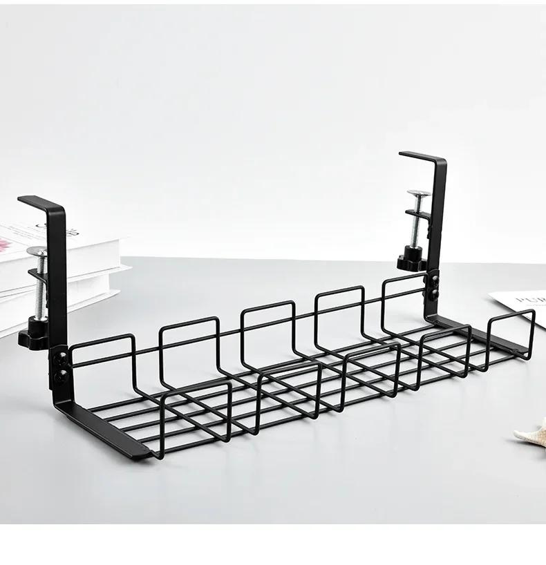 New Undertable Storage Rack Computer Desk Wire Organizer Without Perforated Metal Cable Tray Kitchen Storage Accessories