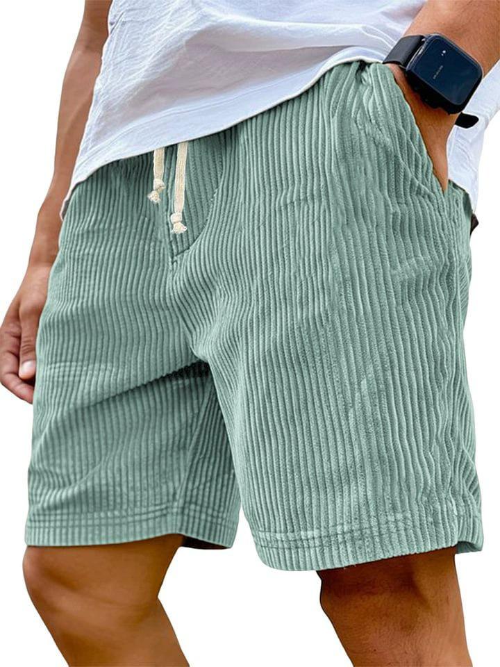 2025 Men's Retro Embroidered Logo Corduroy Drawstring Shorts