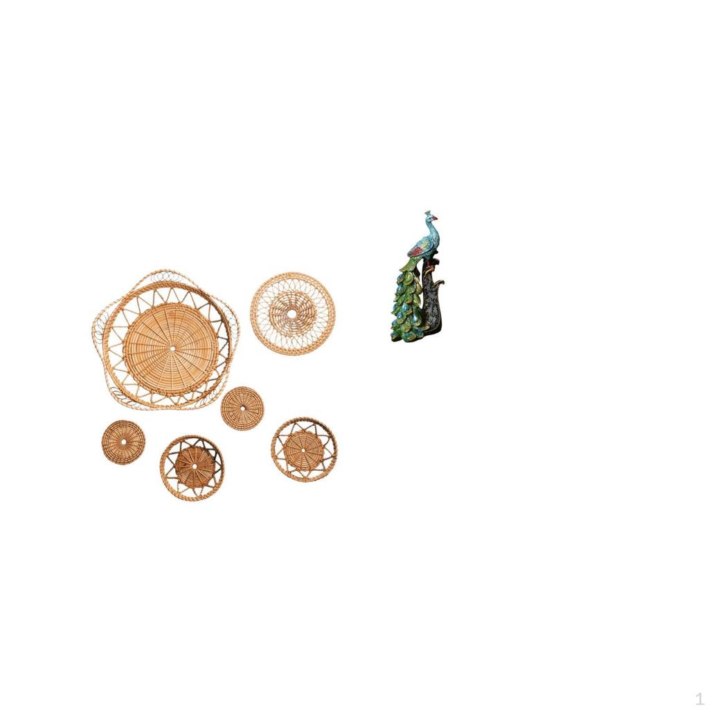 Rattan Woven Wall Art And Peacock Animal Sculpture Collection Elegant Decorative Ornaments for