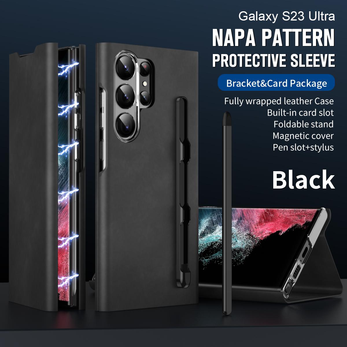 

Чехол с держателем S Pen для Samsung Galaxy S23 Ultra S22 Plus S21, чехол-кошелек, кожаный флип, магнитная подставка, зажим для карт, защитный чехол для сумки For Galaxy S21 Ultra