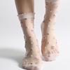 Ultra-thin Transparent Crystal Silk Socks Women Fashion Summer Harajuku Crew Socks Elastic Long Socks