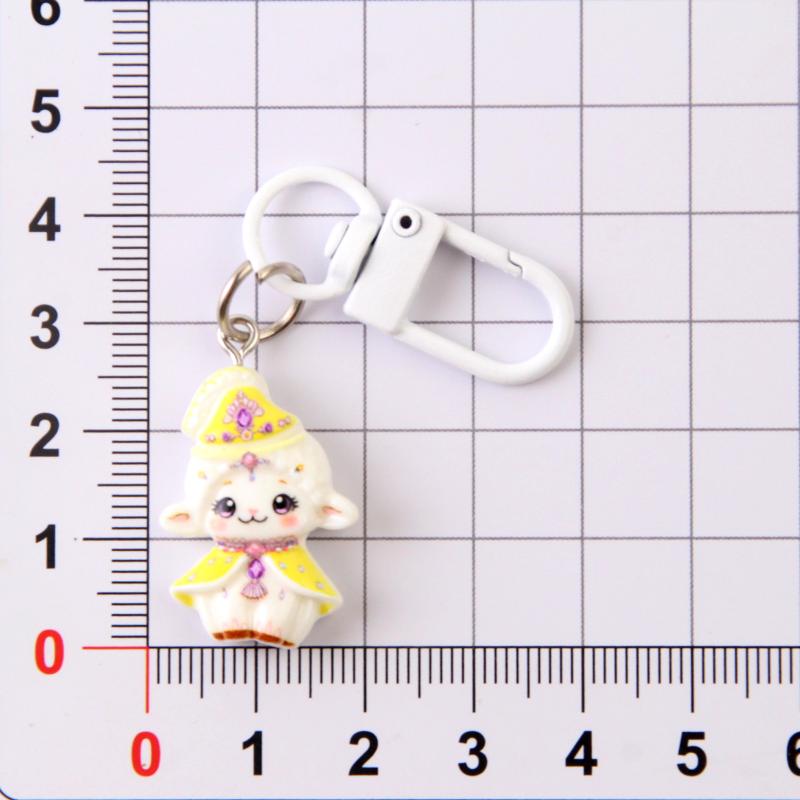 Adorable Cartoon Sheep Resin Keychain Non-fading Design Portable Pendant for Laptop Bag Decor Kids Birthday Gift Ideas