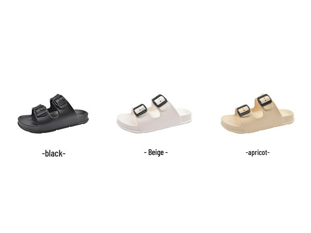 Women's 2025 Summer EVA Slip-on Slippers - Buckle Solid Color Beach Shoes