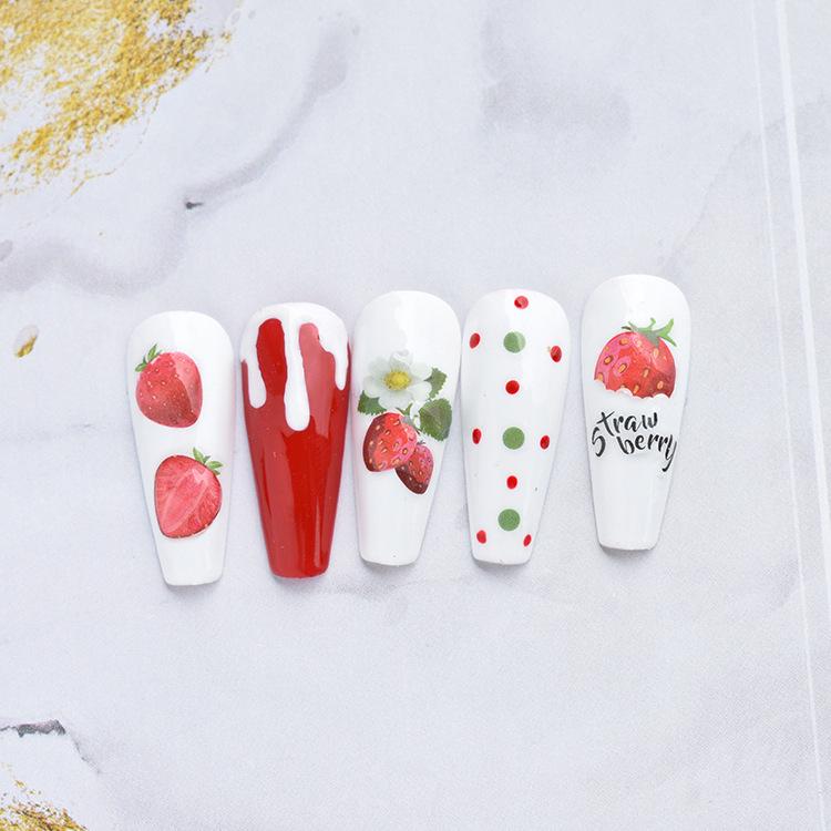 Summer Fruit Nail Art Stickers: Lemon, Strawberry, Peach Decals with Self-Adhesive