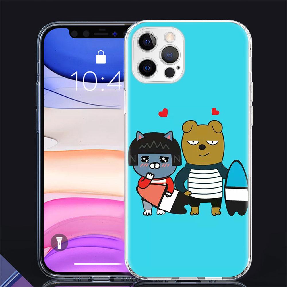 

Прозрачный чехол для Apple iPhone 11 14 13 Pro 12 7 8 Plus SE 2022 XR X XS Max 6 6S 14Pro силиконовый чехол для телефона Kakao Friends милый iPhone 14 Plus