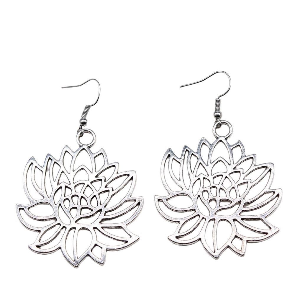 Circle Frame Flowers Dangle Earrings Romantic Floral Female Drop Jewelry