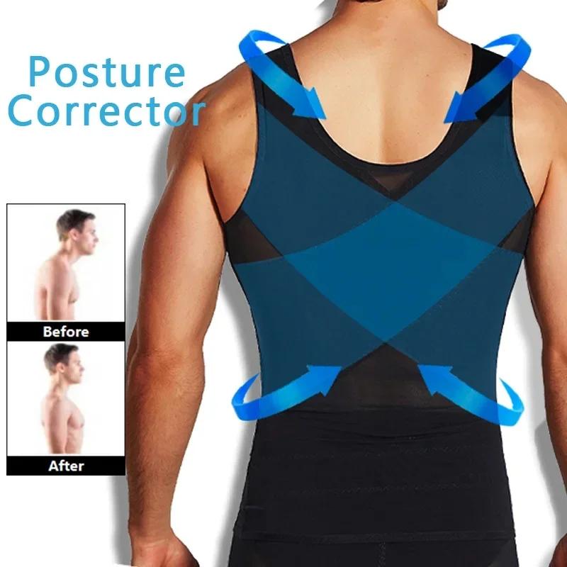 Men's Body Shaper Waist Trainer Slimming Vest Mesh Undershirt Abdomen Slimming Shapewear Fat Burning Fitness Tank Tops