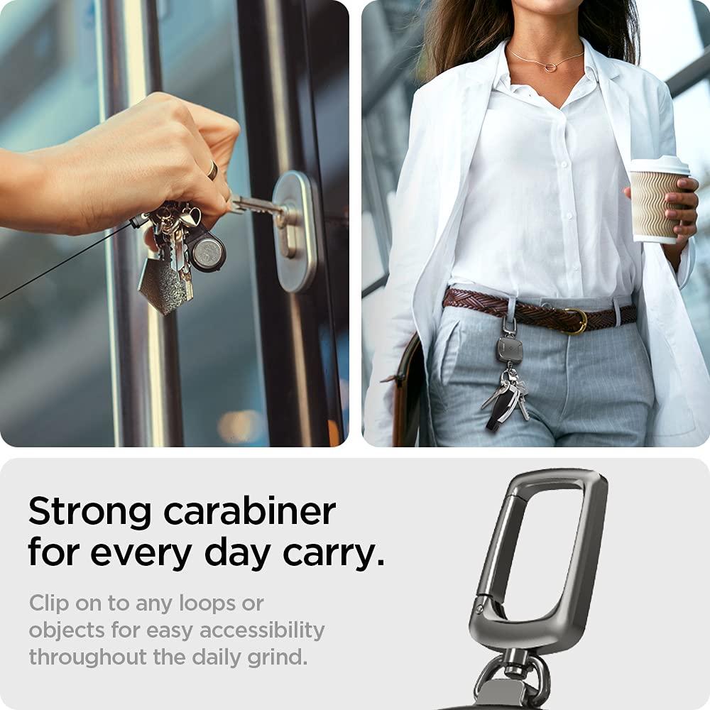 Spigen Retractable Carabiner Keychain – Heavy-Duty ID Badge Reel with Clip