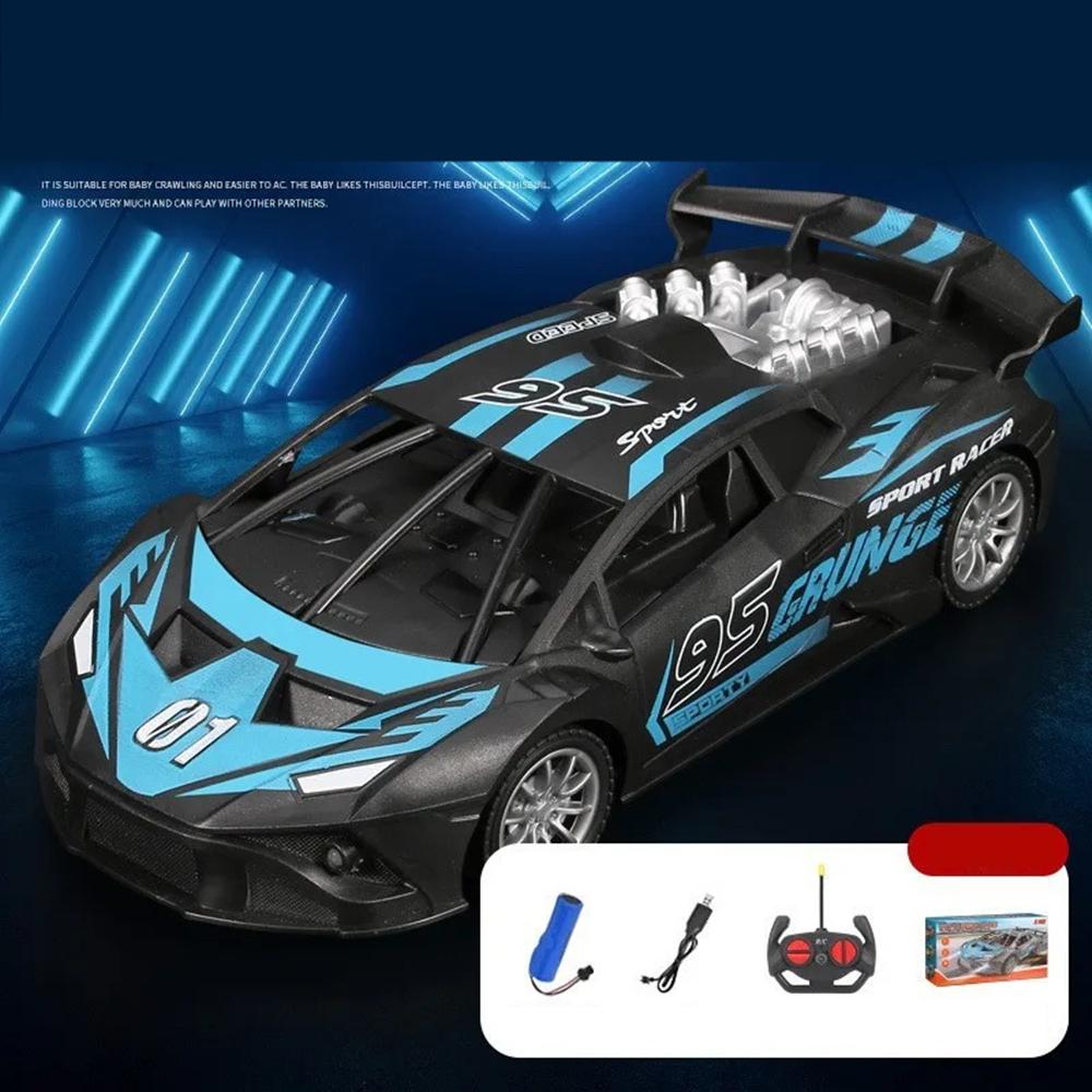 Remote Control Car For Kids With Led Lights & Controller, Electric Racing Vehicle For 3+ Years Old Boy And Girl Birthday Gift