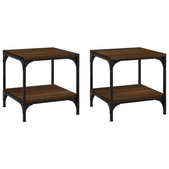 819386 vidaXL Side Tables 2 Pcs Brown Oak 40x40x40 Cm Engineered Wood