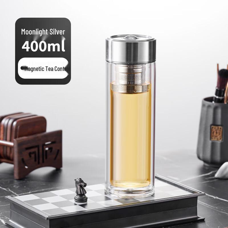 Magnetic Tea Infuser Double-Wall Glass Bottle
