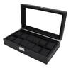 Pudełko na 12 zegarków skórzane etui ekspozycyjne organizer wysokiej jakości przechowywanie biżuterii czarne
