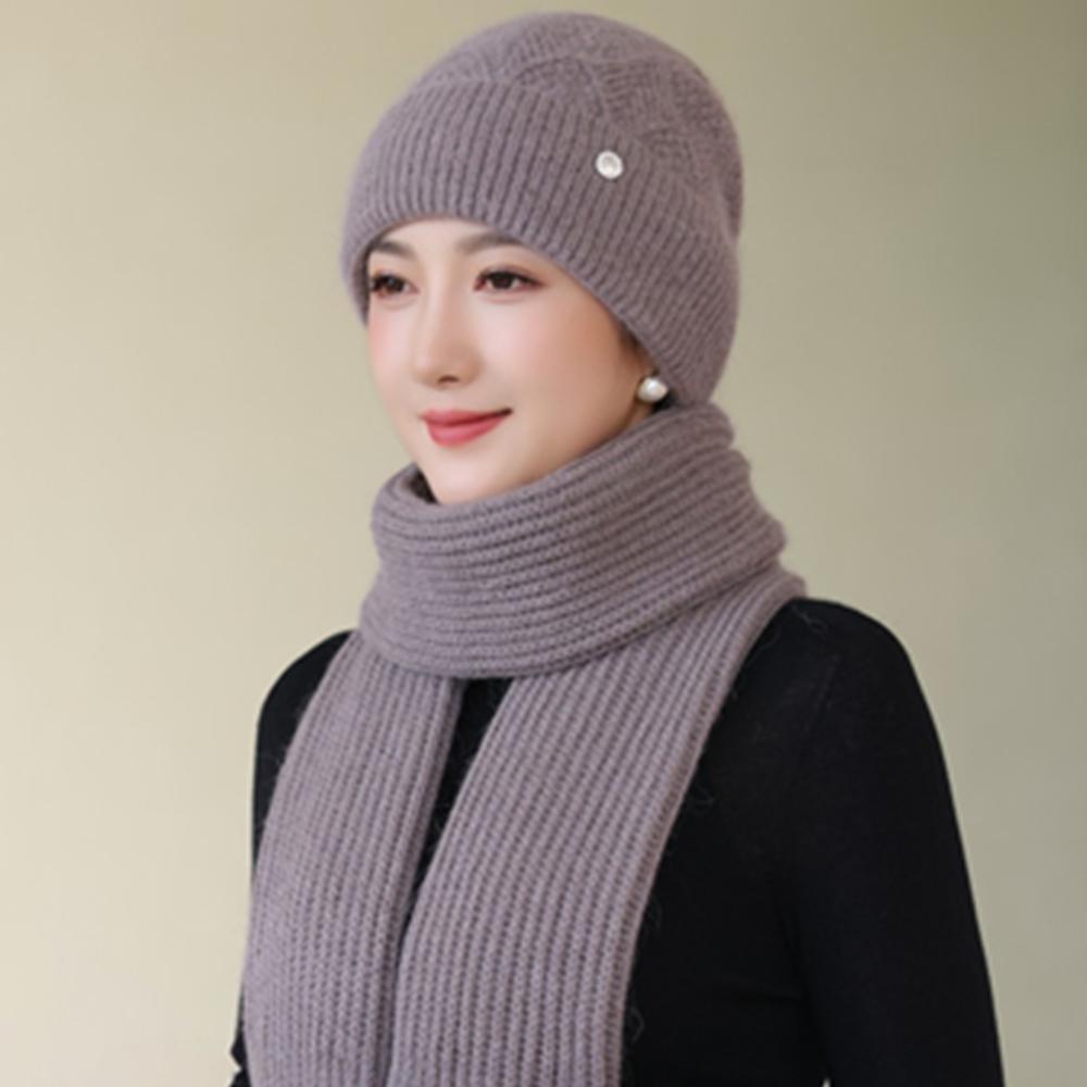 Modă Femei Costum Cald de Iarnă Femeie Dandy Căciuli pentru Femei Casual Amestec Lână de Iepure Pălărie Tricotată Set Căciulă Caldă de Iarnă