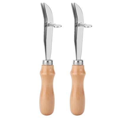2 Stück Leder-Falteisen, Kiefernholzgriff, Stahl, verstellbare Bastelwerkzeuge zum Crimpen und Markieren von DIY-Produkten