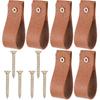 6PCS PU Leather Curtain Rod Holder, Leather Strap Wall Hanging Boho Leathers Wall Hooks Leathers Straps for Hanging Towels Curtains Storage Kitchen
