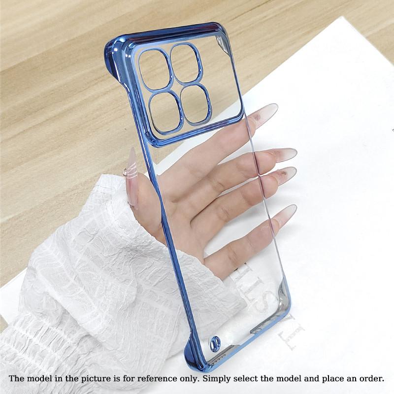 Plating Frameless Transparent Phone Case For Xiaomi Redmi K80 Pro Champion Shockproof Bumper Colorful Hard Shell Protective Back Cover