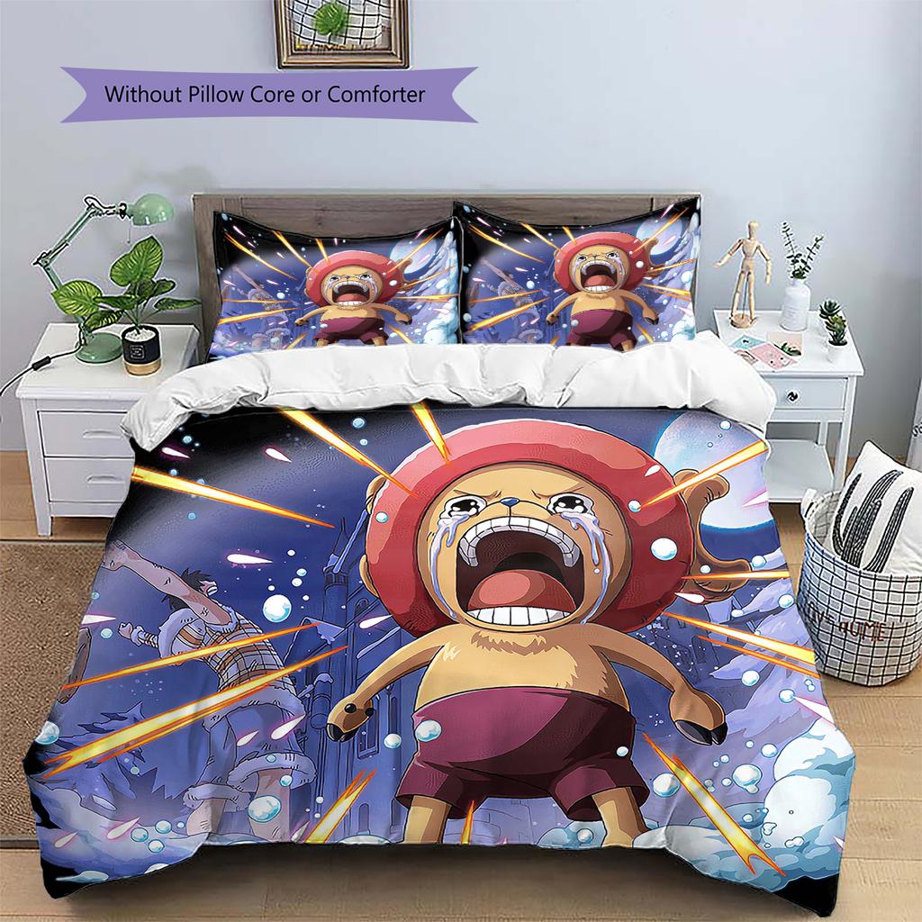 Set cu cuvertură și fețe de pernă cu model de desene animate Decorare casă Cadou de ziua de naștere (1 * husă de pilotă + 2 * fețe de pernă, fără miez)