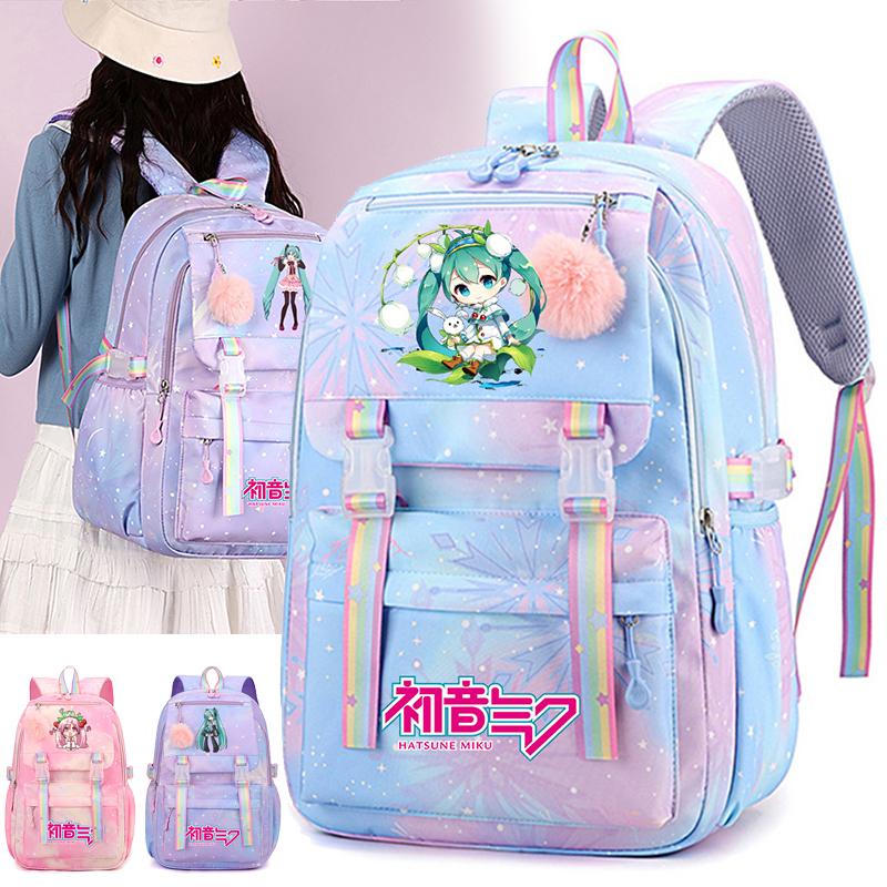 Anime Anime Hatsune Miku Bedruckter Rucksack mit großem Fassungsvermögen, wasserdicht, für Teenager, Schüler, Mädchen, Jungen, Schultasche, Büchertasche, Reisetasche