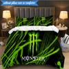 3-teiliges Monster Energy Bettwäsche-Set Bettbezug Verschluss Enthält 1 Bettbezug & 2 Kissenbezüge für Alle Jahreszeiten Schlafzimmer Dekoration Weihnachten Fan Geschenke