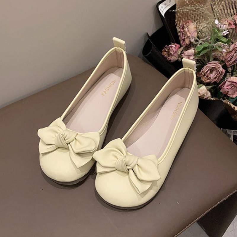 Spring Autumn New Shallow Mouth Flat Bottom Single Shoes for Women Versatile Butterfly Bow Simple Casual Single Shoes