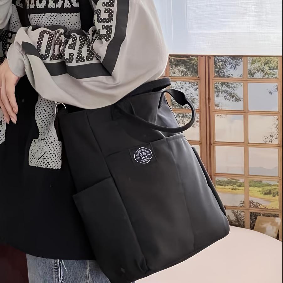 Stilig ensfarget totebag Slitesterk Organisert med flere lommer Allsidig skulderveske for kvinner Chic avslappet håndveske lommebok for hverdagsbruk