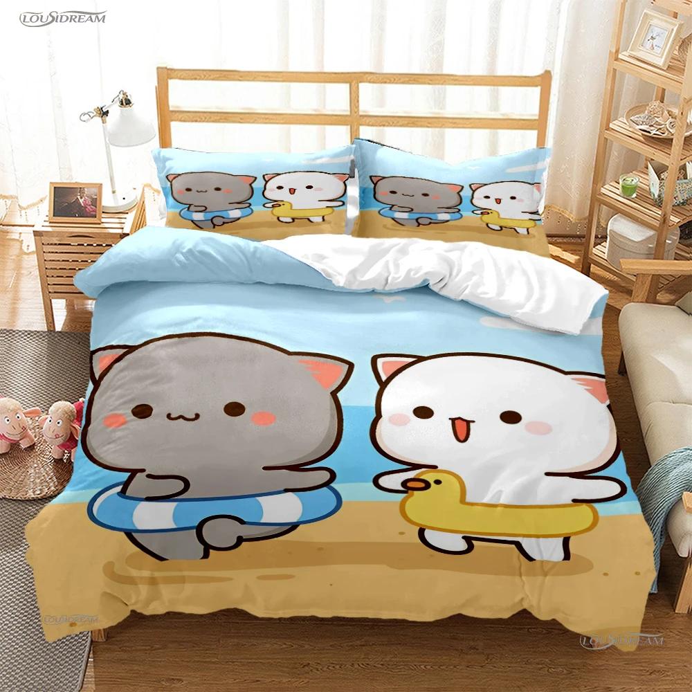 Drăguț Bubu Dudu Husă de pilota cu urs panda din desene animate Seturi de lenjerie de pat kawaii Husă de pilota moale și fețe de pernă Single/Dublu/Queen/King Copii